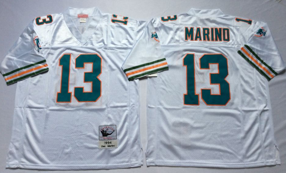 Men NFL Miami Dolphins 13 Marino white Mitchell Ness jerseys